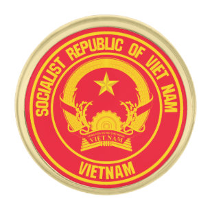 Vietnam Round Emblem Gold Finish Lapel Pin