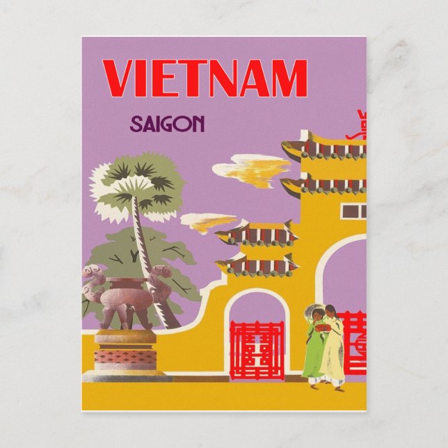 Vietnam, Saigon city, vintage travel Postcard (Front)