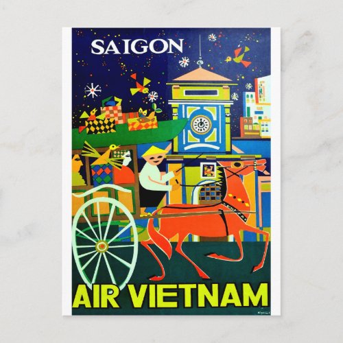 Vietnam Saigon Ho chi Minh city vintage travel Postcard