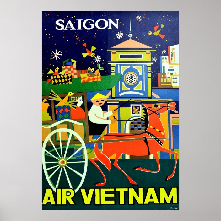 Vietnam Saigon Ho Chi Minh City Vintage Travel Poster Zazzle Com