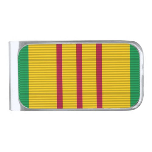 Vietnam Service Medal ribbon Silver Finish Money Clip