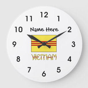 Vietnam South Vietnamese Flag Tiled Black Personal Large Clock