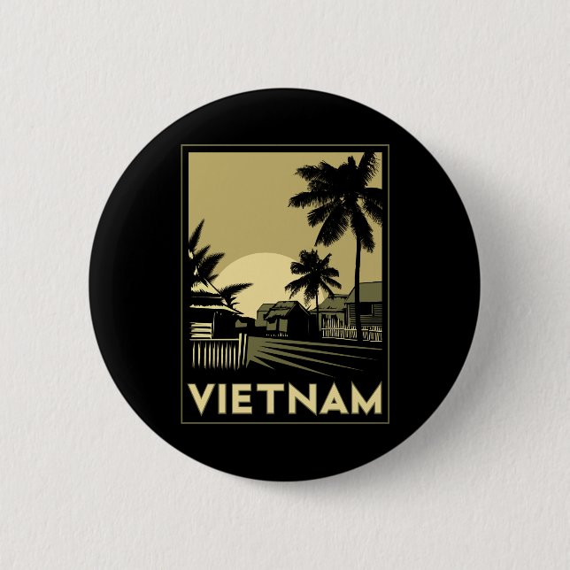 vietnam southeast asia art deco retro travel button (Front)