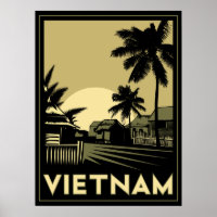 vietnam southeast asia art deco retro travel poster