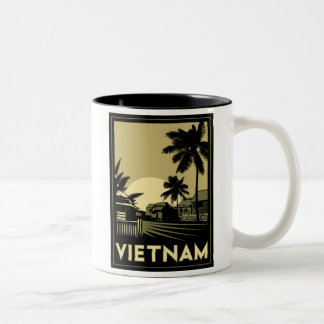 vietnam southeast asia art deco retro travel Two-Tone coffee mug
