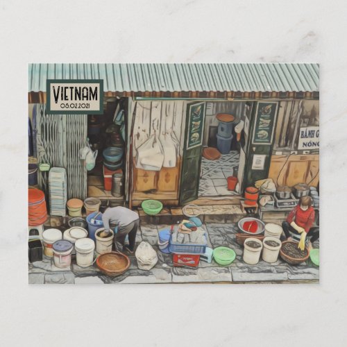 Vietnam Street Life Customizable Date Postcard
