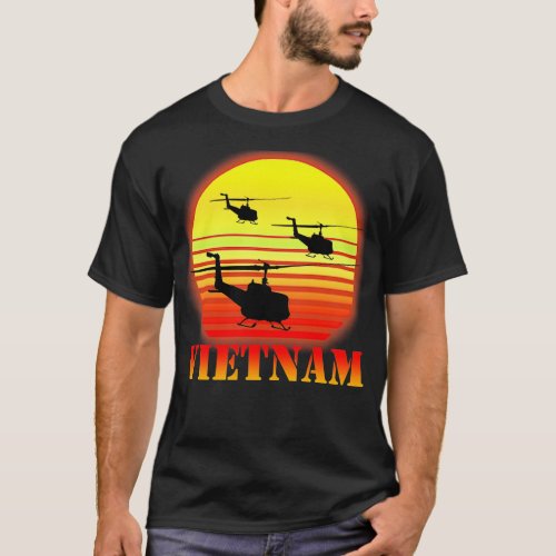 Vietnam Super Huey Iroquois UH_1 Helicopter Flying T_Shirt
