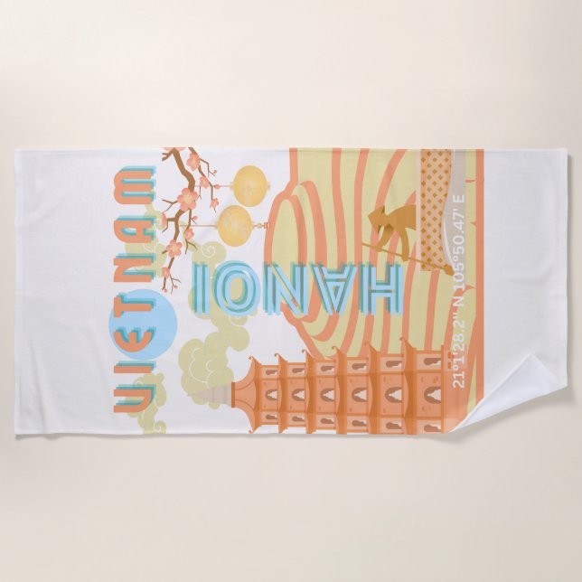 Vietnam Travel Art Beach Towel (Front)