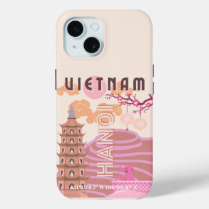 Vietnam Travel Art, Retro iPhone 15 Case