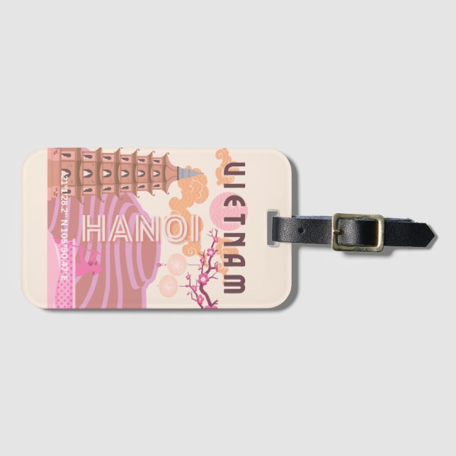Vietnam Travel Art, Retro Luggage Tag (Front Horizontal)