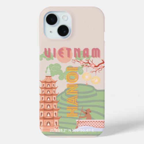 Vietnam Travel Art Vintage iPhone 15 Case