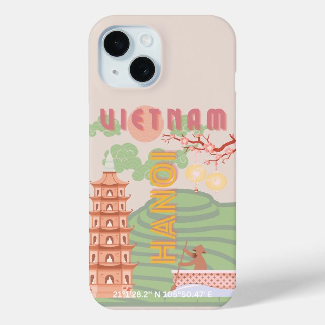 Vietnam Travel Art, Vintage Case-Mate iPhone Case (Back)