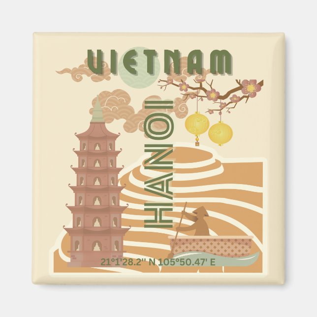Vietnam Travel Art, Vintage Magnet (Front)