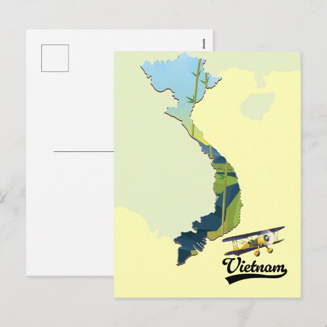 Vietnam Travel map Holiday Postcard (Front/Back)