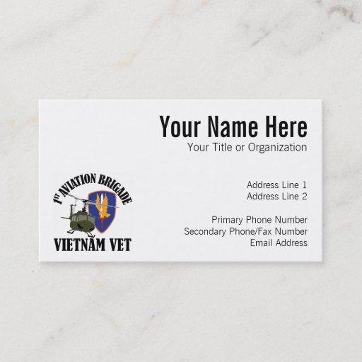 Customizable Vietnam Vet - 1st AVN BDE UH-1 Business Card Template