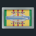 Vietnam Vet CIB Rectangular Belt Buckle<br><div class="desc">Combat Infantry Badge (CIB) over the Vietnam Service ribbon</div>