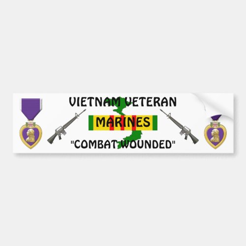 VIETNAM VET Combat Wounded Bumper Sticker