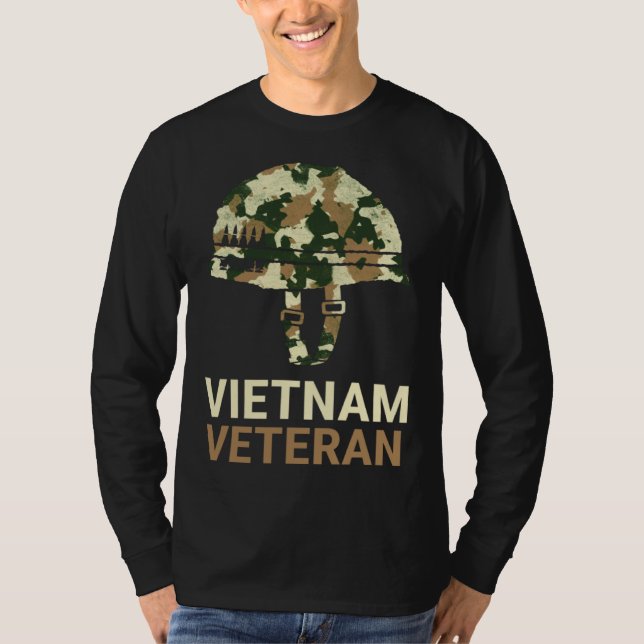 Vietnam Veteran Camo Helmet T-Shirt (Front)