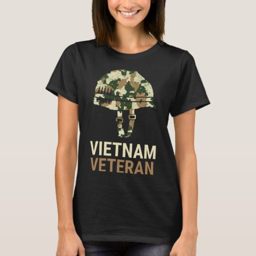 Vietnam Veteran Camo Helmet T_Shirt