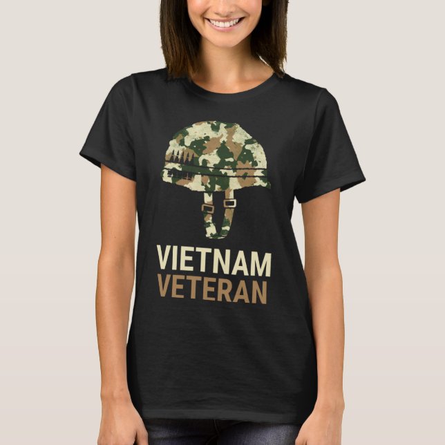 Vietnam Veteran Camo Helmet T-Shirt (Front)