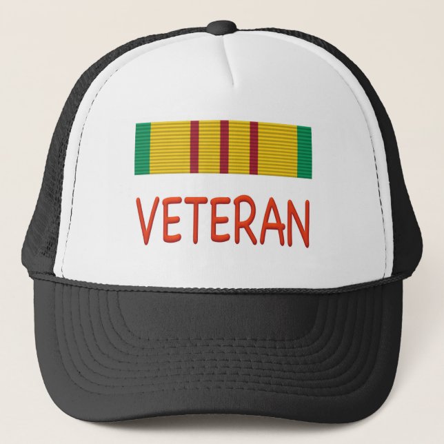 VIETNAM VETERAN Campaign RIBBON Trucker Hat (Front)