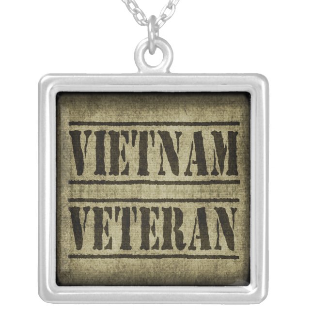 Vietnam Veteran Military Silver Plated Necklace (Front)