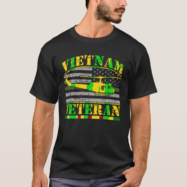 Vietnam Veteran UH 1 Huey Helicopter Crew T Shirt (Front)