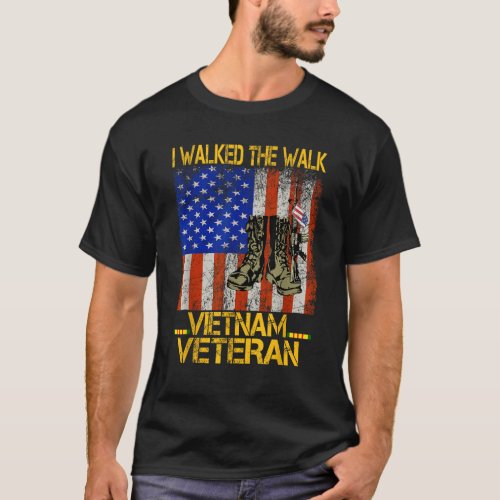 Vietnam Veteran US Flag Combat Boots Patriotic T_Shirt