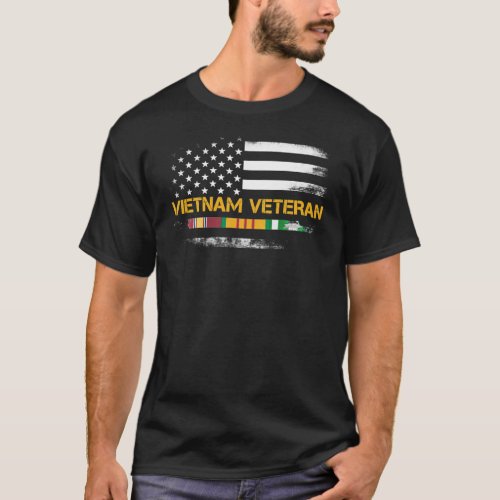 Vietnam Veteran US Flag T Shirt Gift  Vietnam War 
