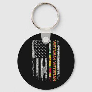 Vietnam Veteran Vintage Flag Memorial Patriotic Keychain