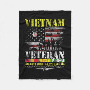 Vietnam Veteran Vintage Flag Memorial Veterans Fleece Blanket