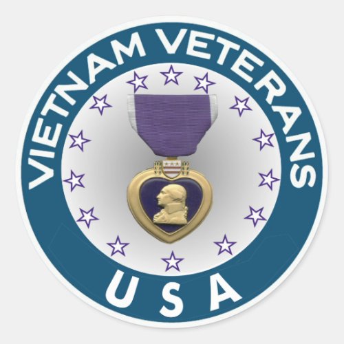 Vietnam Veterans of the USA Purple Heart Classic Round Sticker