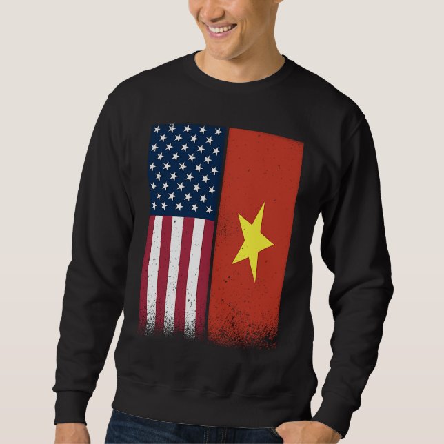 Vietnam  Vietnamese American Flags Proud USA Vietn Sweatshirt (Front)