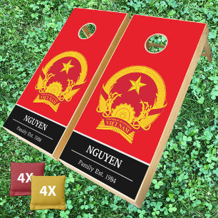 Vietnam & Vietnamese Flag personalized /Family fun Cornhole Set