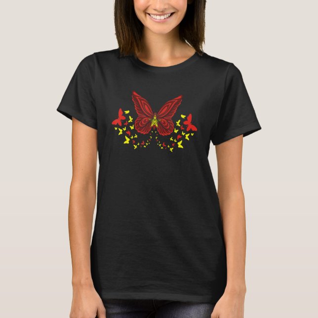 Vietnam Vietnamese Vietnam Flag Butterflies T-Shirt (Front)