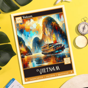 Vietnam Vintage Painting Postcard