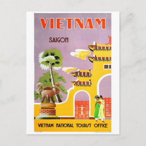 vietnam vintage travel postcard