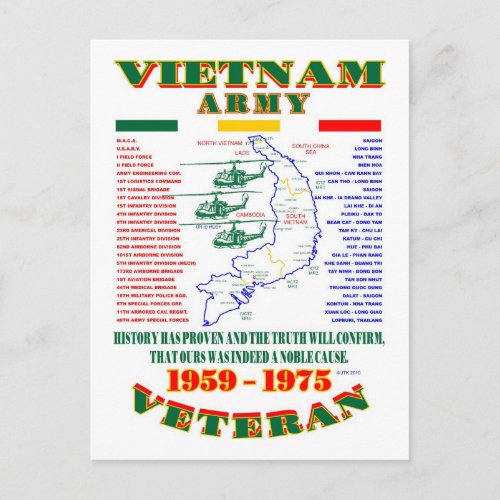 VIETNAM WAR AMERICAN ARMY VETERAN POSTCARD