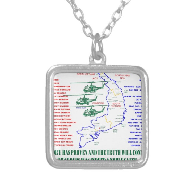 VIETNAM WAR. AMERICAN ARMY VETERAN SILVER PLATED NECKLACE (Front)