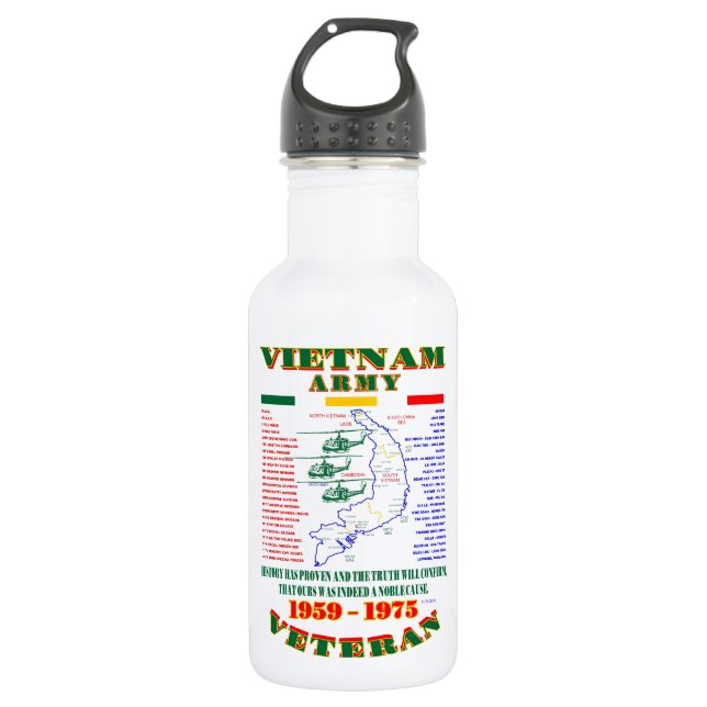 VIETNAM WAR. AMERICAN ARMY VETERAN STAINLESS STEEL WATER BOTTLE (Front)