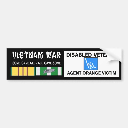 VIETNAM WAR _ DISABLED VET _ AGENT ORANGE VICTIM BUMPER STICKER
