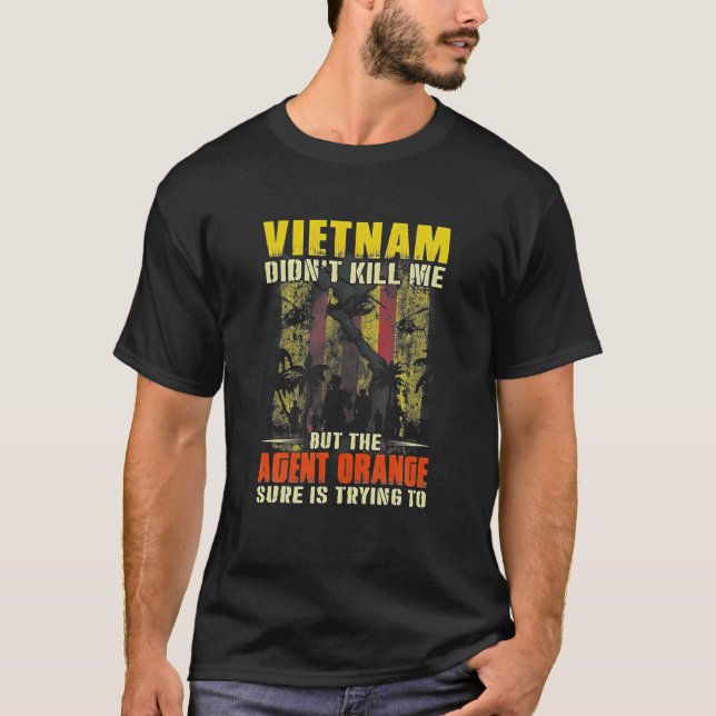 Vietnam War Orange Agent Military Victims Retired T-Shirt (Front)