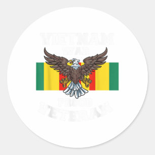 Vietnam War Proud Veteran Classic Round Sticker