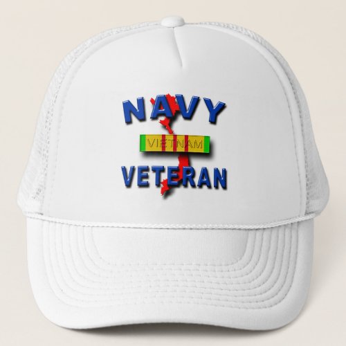 Vietnam War Veteran Service Ribbon NAVY Trucker Hat