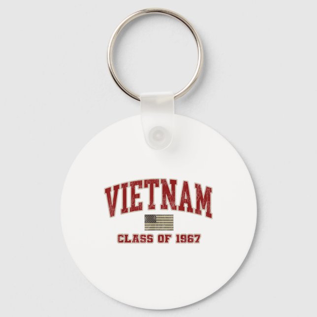 Vietnam War Veteran Shirt Military Cl Of 1967  Keychain (Front)
