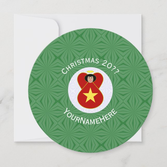 Vietnamese Angel Christmas Personalize Round  Invitation (Front)