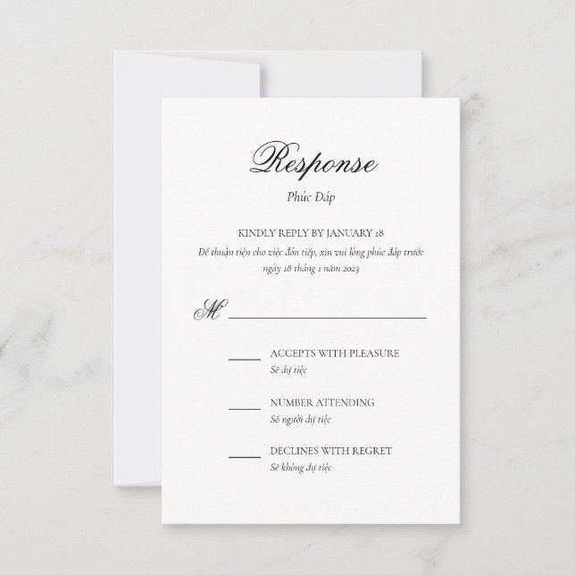 Vietnamese Bilingual Response Card (Front)