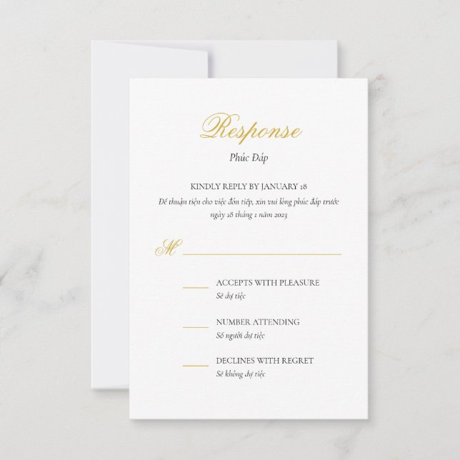 Vietnamese Bilingual Response Card in Script (Front)