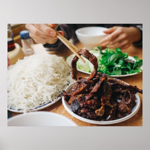 Vietnamese Bun Cha Eating Asian Foods Poster