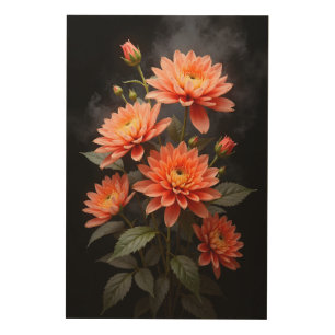 Vietnamese Chrysanthemum on the Moon Wood Wall Art